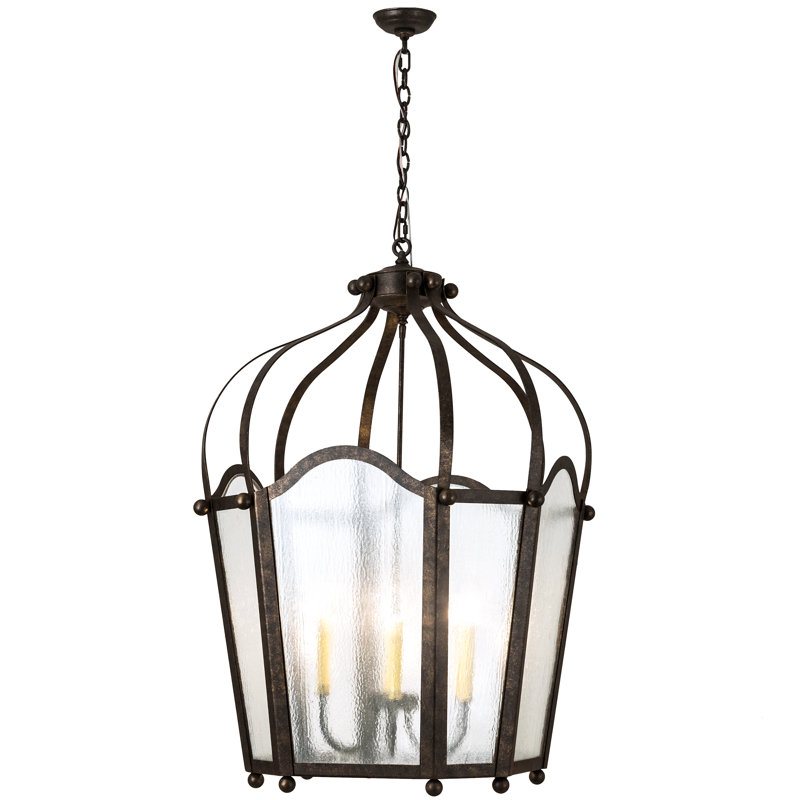 Citadel 6-Light Bronze and Clear Glass Lantern Chandelier
