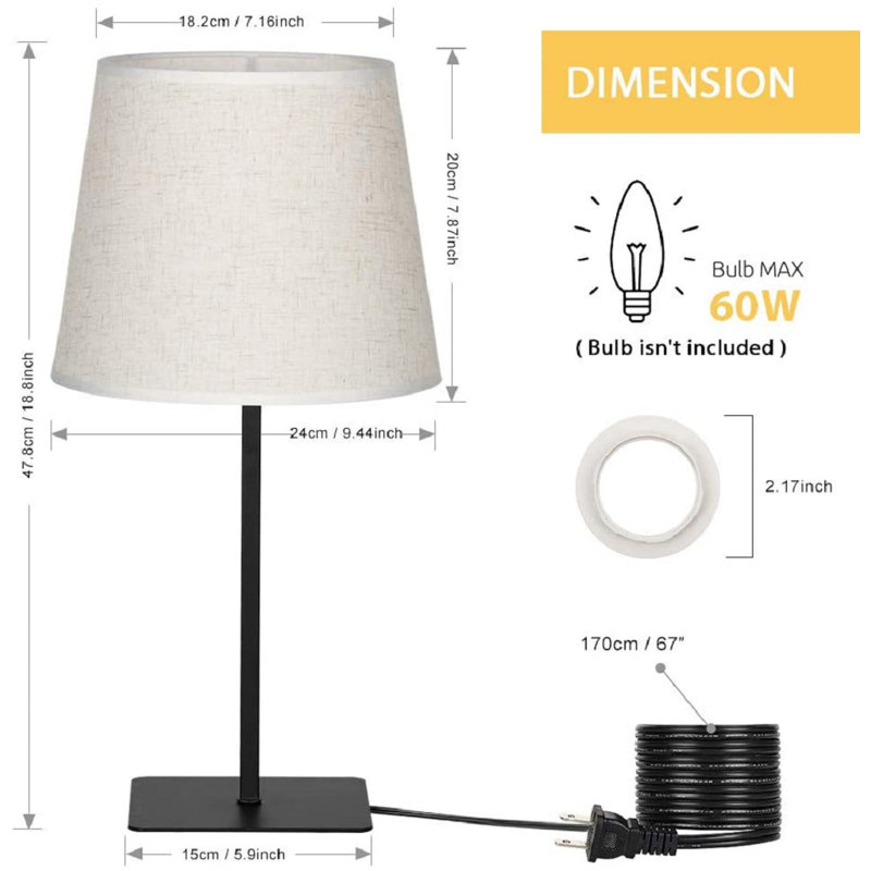 Metal Table Lamp, Black