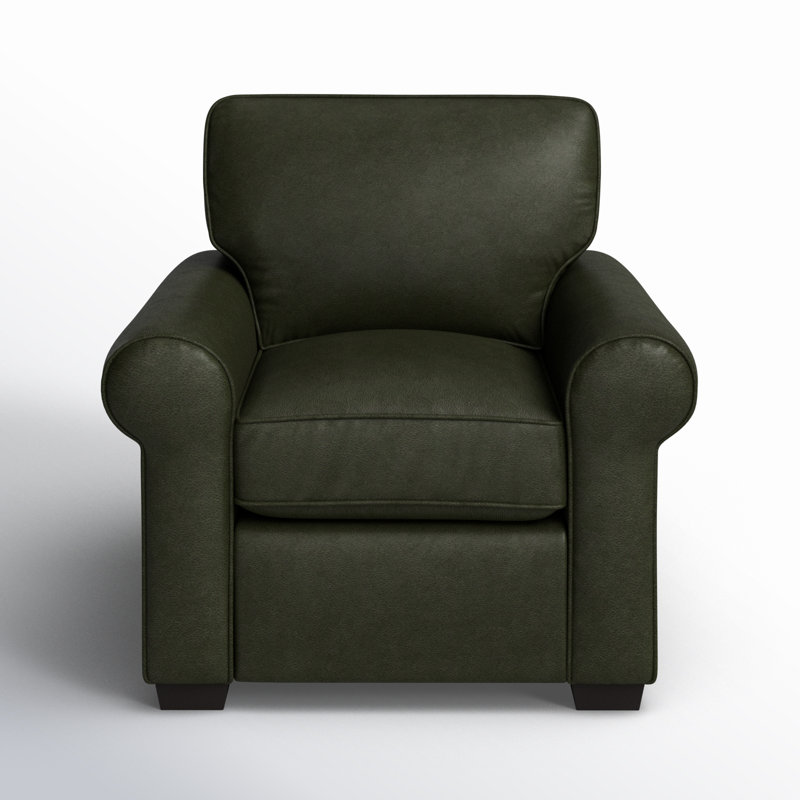 Porter Genuine Leather Armchair, Steamboat Charcoal Genuine Leather