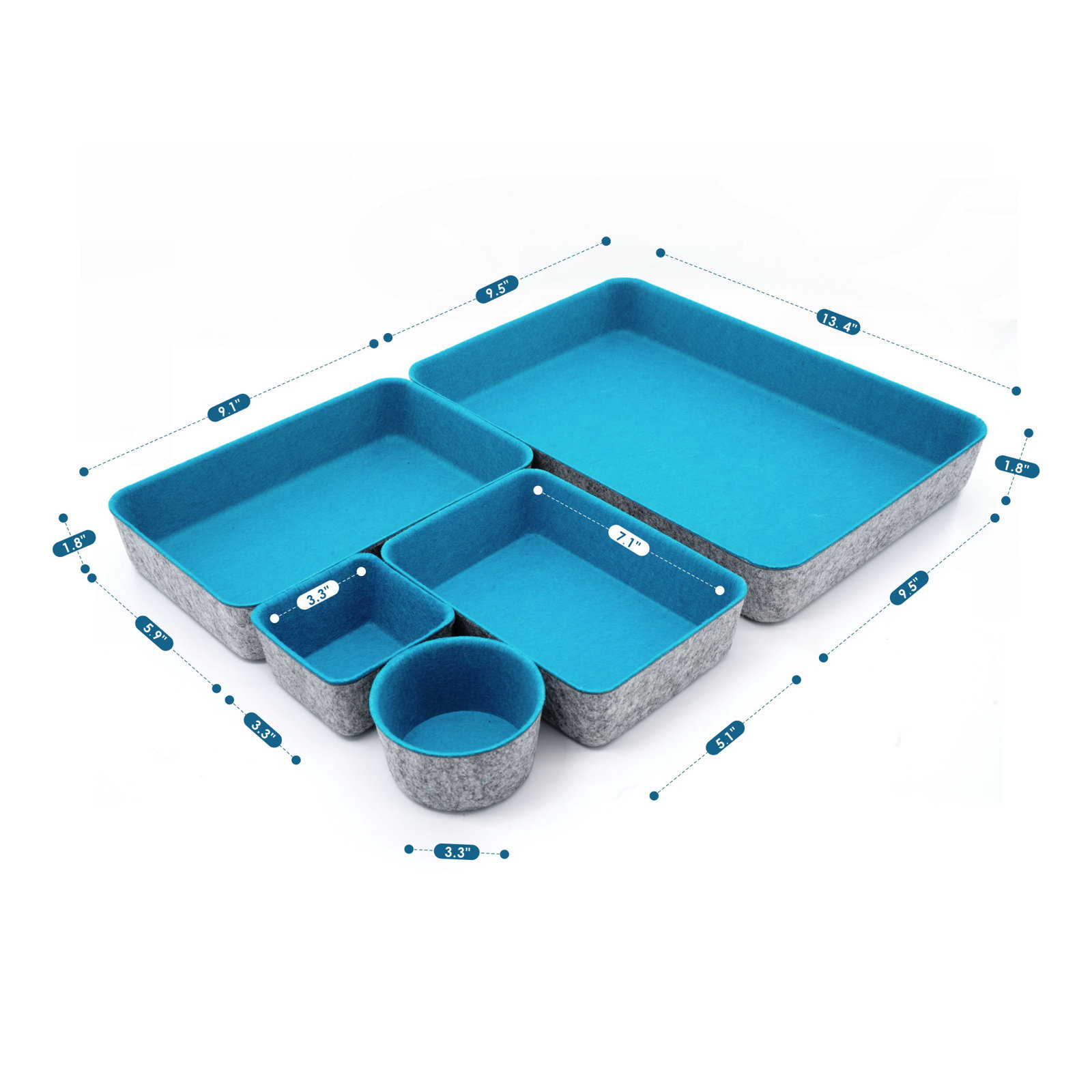 Office Drawer Organizer, Turquoise
