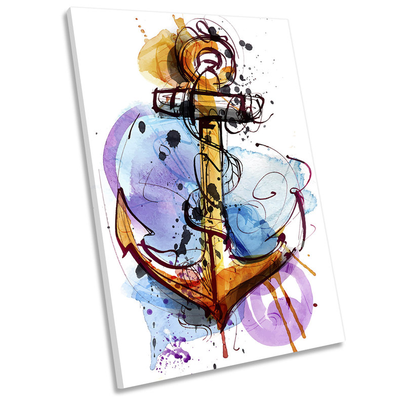 Anchor Modern Bathroom Picture - Wrapped Canvas Art Prints, 45.7" H x 30.5" W x 2" D