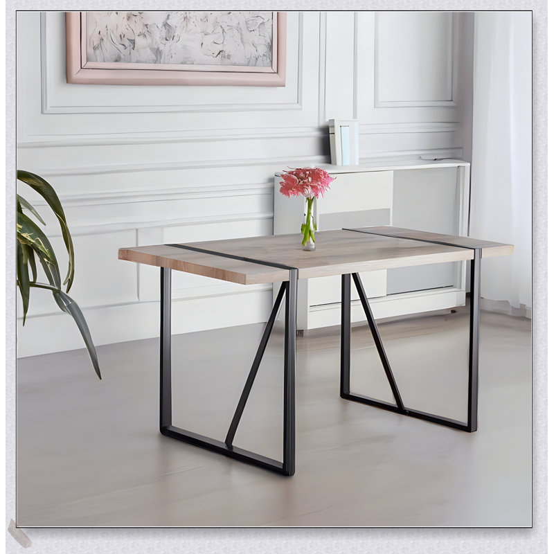 Ensemble de table de salle à manger en bois aggloméré 5 pièces avec chaises en lin, design Mid-Century pour salles à manger modernes et élégantes