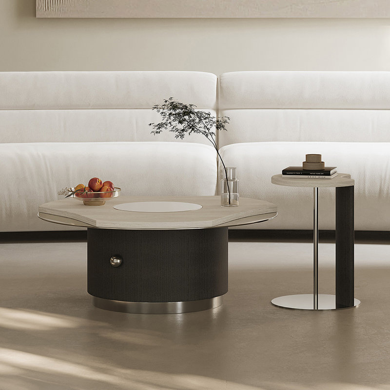Table basse ronde moderne en marbre