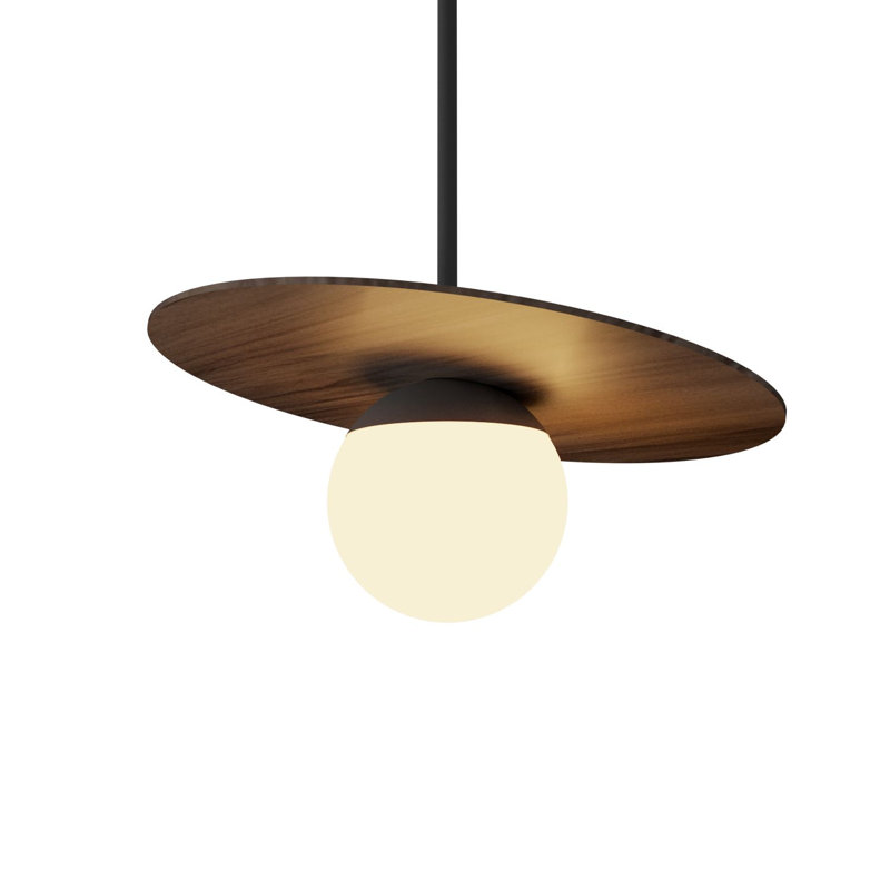 Luminaire suspendu à 1 ampoule Orbit, H 22,44 po x l 19,69 po x P 19,69 po, Noyer noir