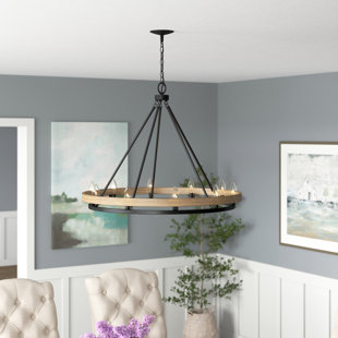 Sumler 10 - Light Dimmable Wagon Wheel Chandelier