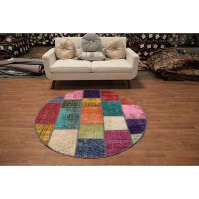 Patchwork Round Area Rug 5x5 Perfect for Bold and Colourful Spaces
