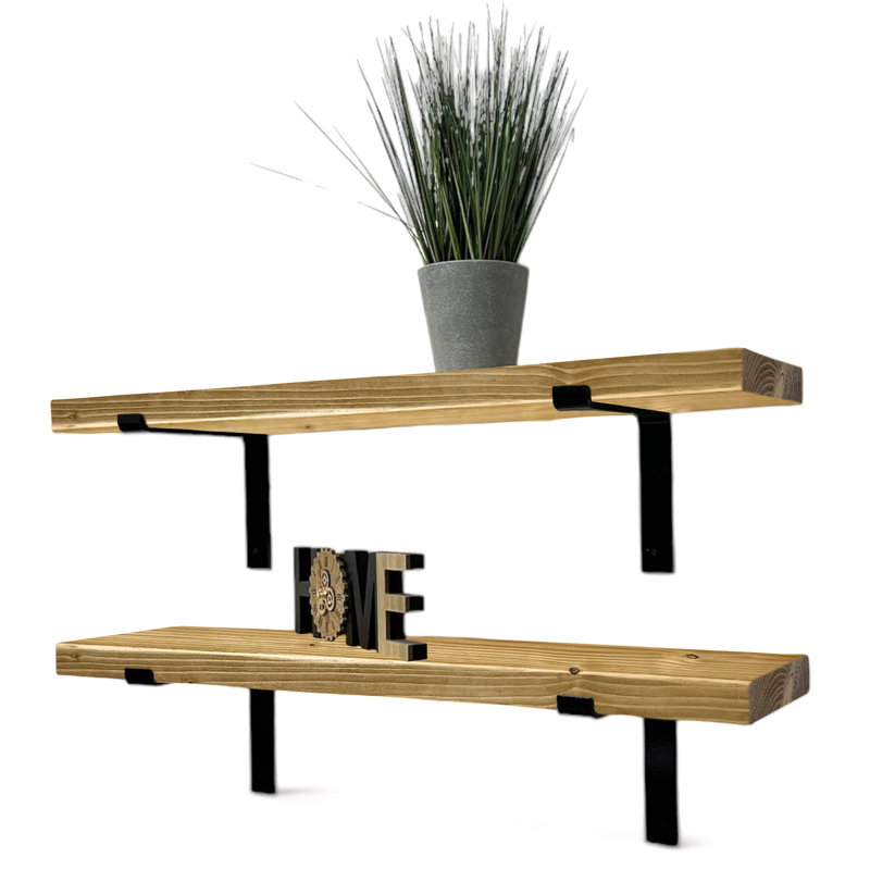 Gokmen Wood Floating Shelf, Rustic Pine, 4.5cm H x 50cm W x 22cm D