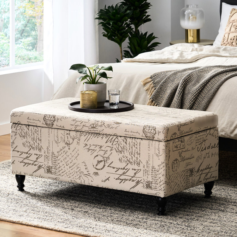 Beige avec housse en tissu de lin, structure en bois, couleur, siège supplémentaire et rangement polyvalent - option de sièges contemporains de style français Flair