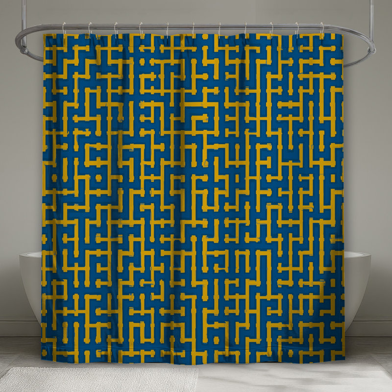 Rideaux de douche bleu et jaune, L 70 po x H 72 po