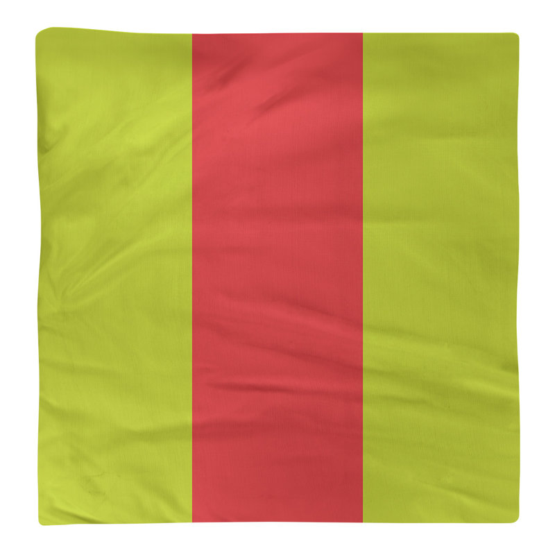 Striped Square Napkin, 22" W x 22" L, Volt Green/Torch Red/Volt Green, Cotton Twill