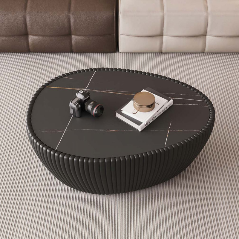 Table basse en cuir Eggs Shape, Noir