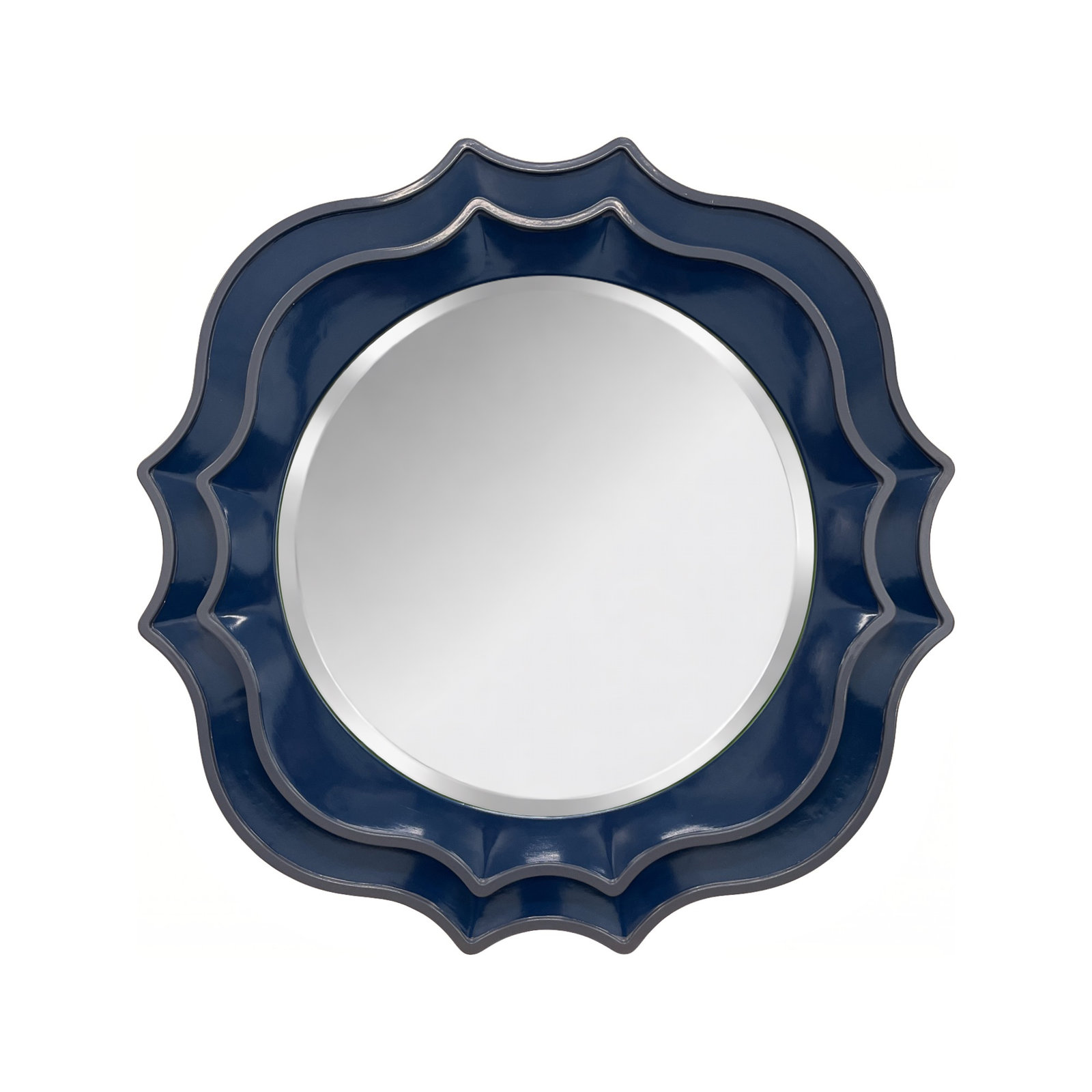 Ethan Round Scalloped Mirror Green, Navy