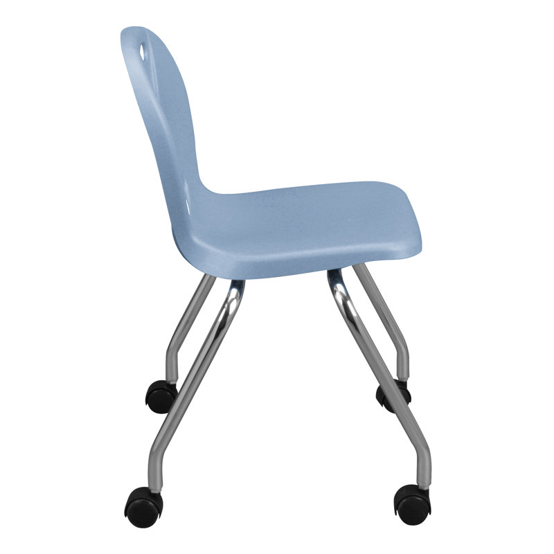 Sky Blue Polypropylene Classroom Chairs with Wheels (Set of 2)