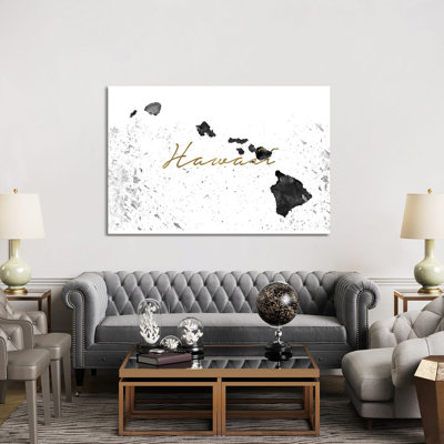Hawaii Black And White Gold by WallDecorAddict - Wrapped Canvas Gallery-Wrapped Canvas Giclée