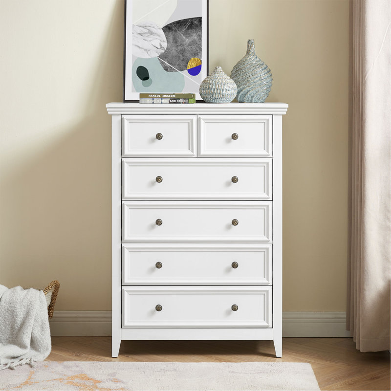 Commode moderne à 6 tiroirs, commode à tiroirs et rangement pour vêtements, armoire de rangement pour le salon, Blanc