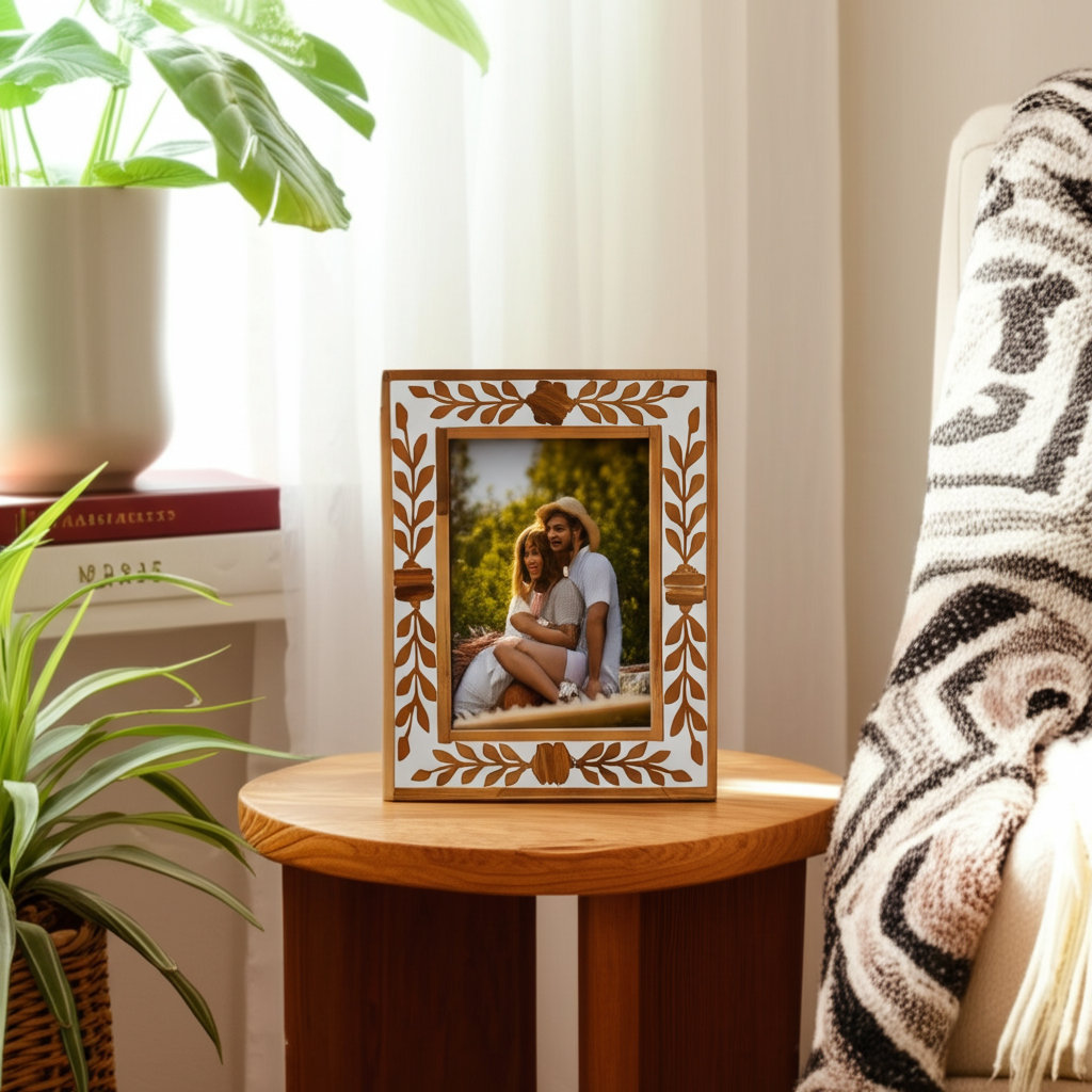 Amma Picture Frame, 5" x 7", Brown White