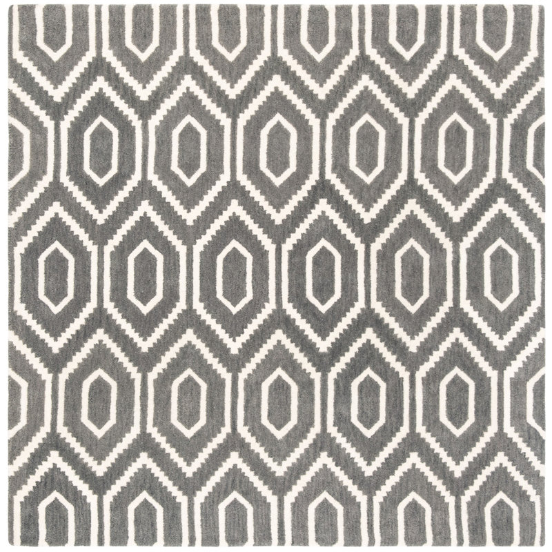 Forsberg Hand Tufted Wool Geometric Rug, Square 6'