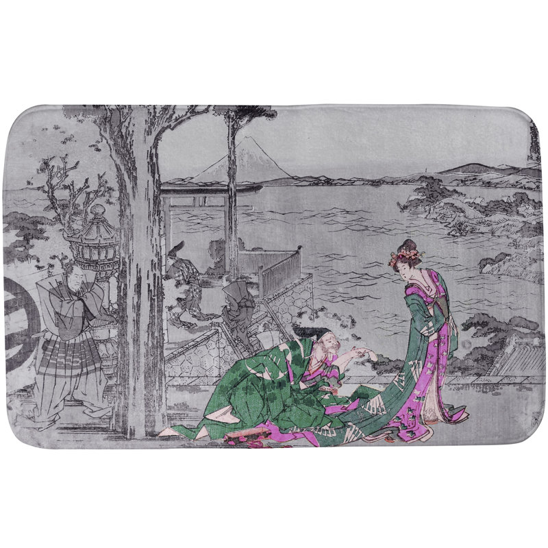 Tapis pour salle de bain Hague, L 19 po x L 26 po, Gris / rose / vert