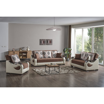 Convertible Sleeper Loveseat Futon W/ Hidden Storage & Click-clack Firm Support