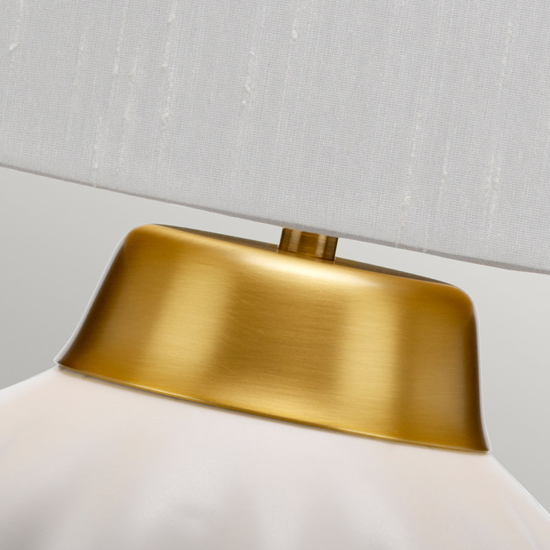Lampe de table Bexley, Blanc satiné / laiton brossé