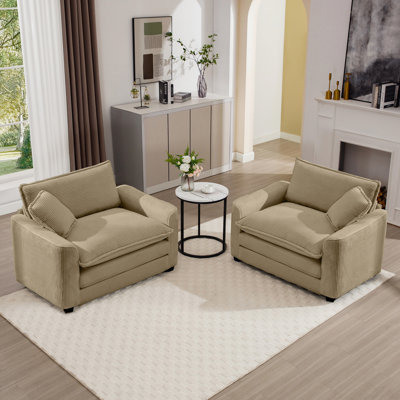 Velours côtelé beige avec deux fauteuils individuels - Créer une chambre et un bureau élégants 2. Améliorer l'ambiance de