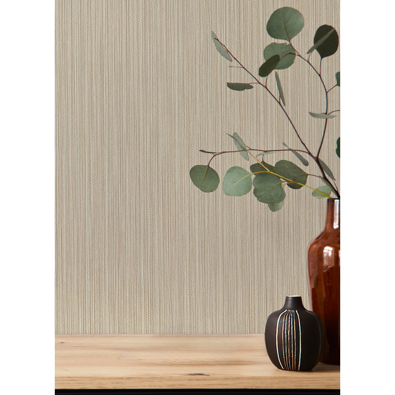 Papier peint rayé beige Ewan, Beige