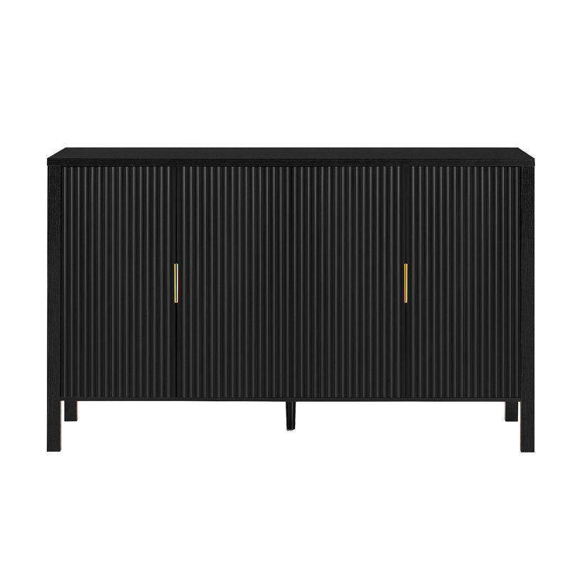 Armoire de rangement 57,5 po Modern Modern Stripe, Noir