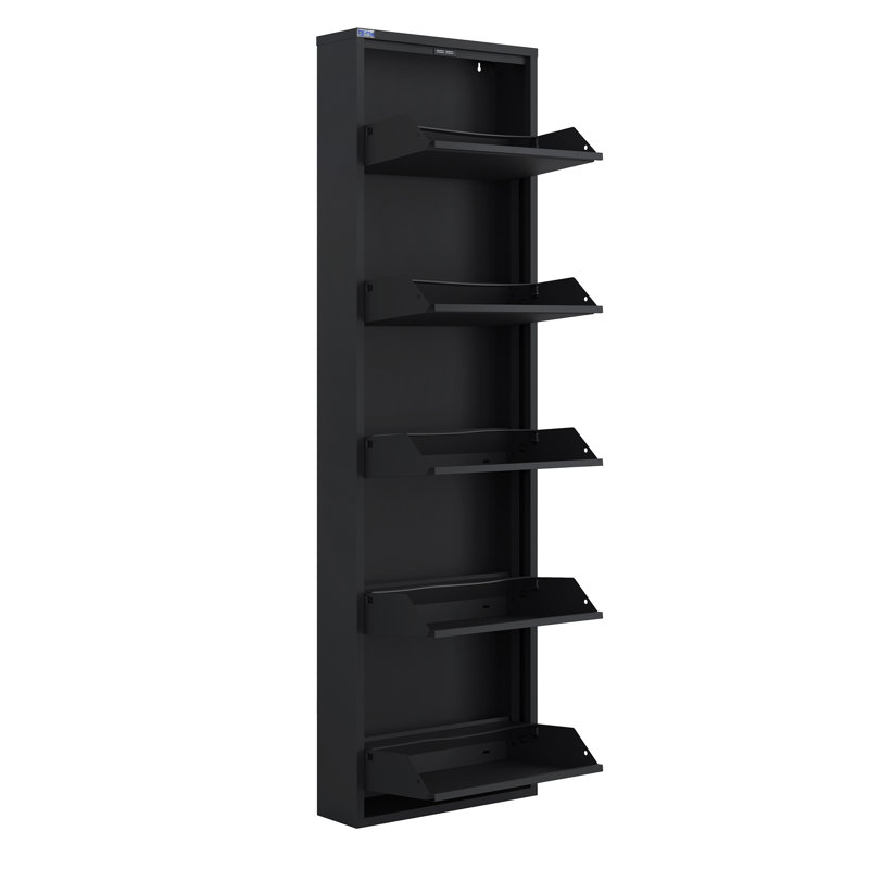 Antibacterial 4 Tier Metal Shoe Cabinet Without Holes, Black