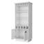 Bar blanc avec solutions de rangement polyvalentes - 3 tablettes, 5 bouteilles, un support à verres offrant un espace pratique élégant
