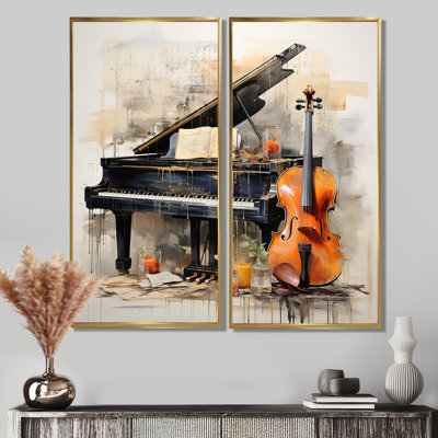 Mélodie musicale mélodique - art mural traditionnel orange