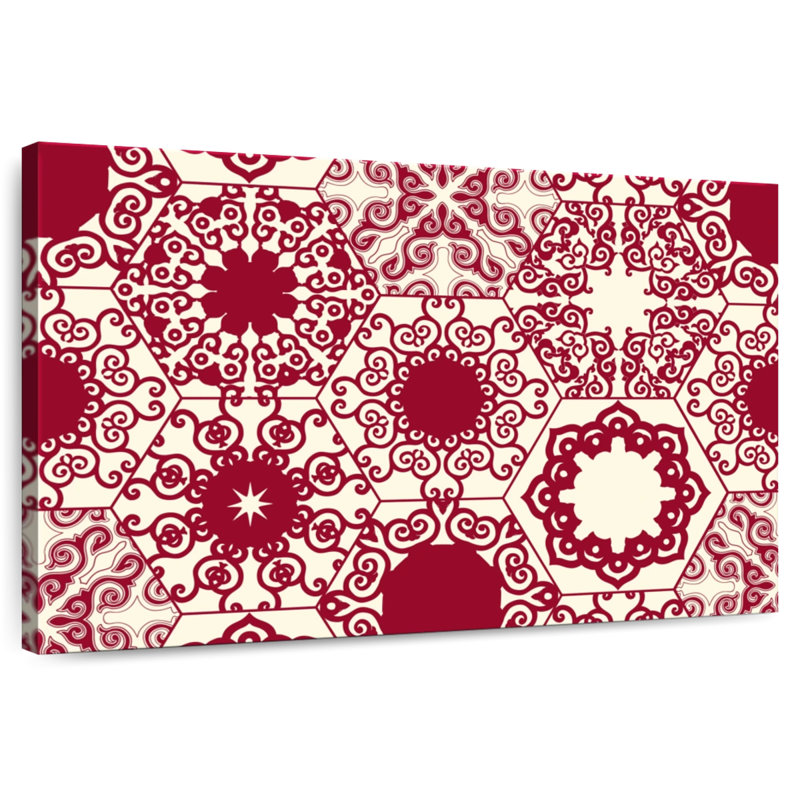 Kerner Red Hexagon Patterns, 8" H x 12" W