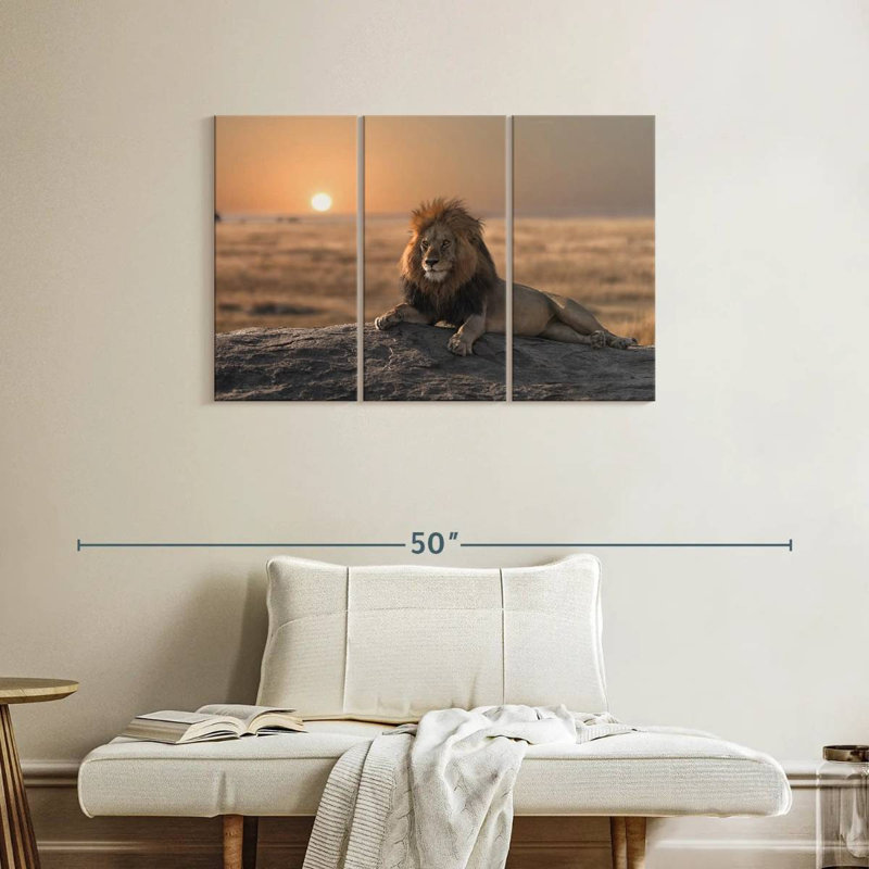Lion On A Rock, 24" H x 38" W
