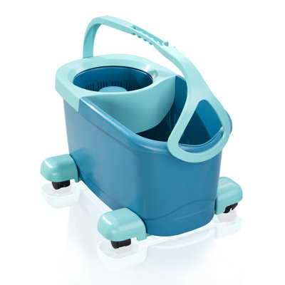 Leifheit Clean Twist Spin Mop and Bucket Set with Rollers | Telescopic Handle, 360° Joint, Spin-Dry System | Easy Glide Wheels | Blue