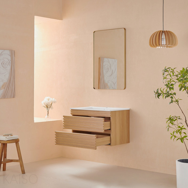 Meuble-lavabo mural simple 30 po avec lavabo en céramique, 30"