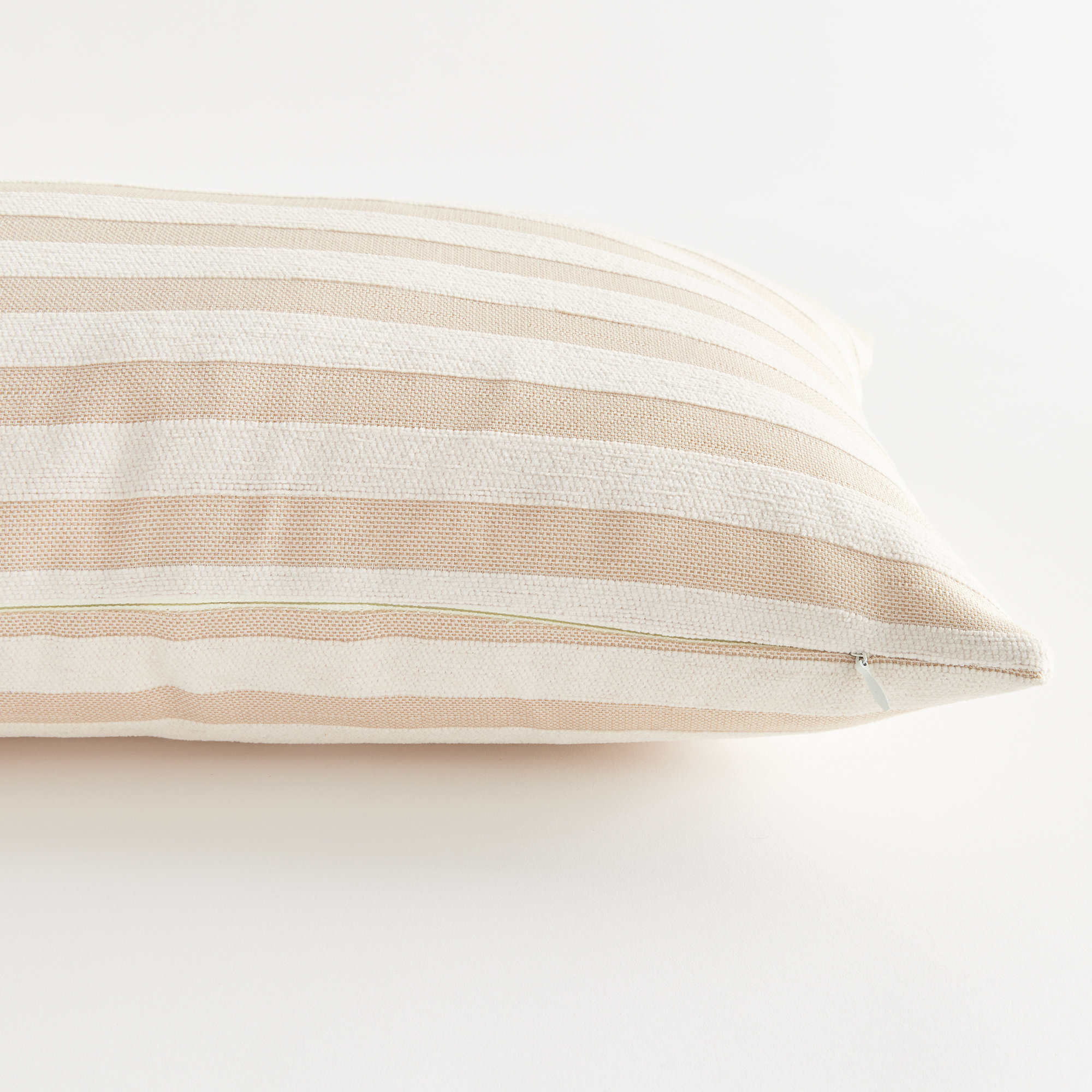 Striped Indoor/Outdoor Reversible Throw Pillow, Rectangular 12"H x 22"W, Khaki/Cream
