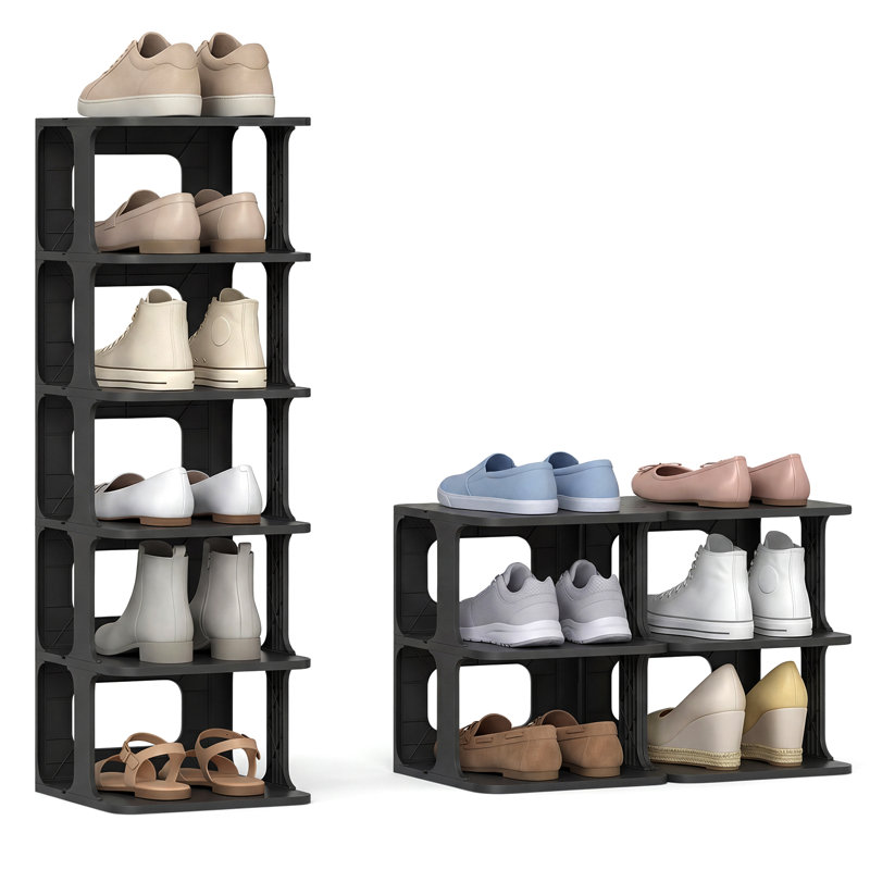6 Pair Shoe Rack, Black