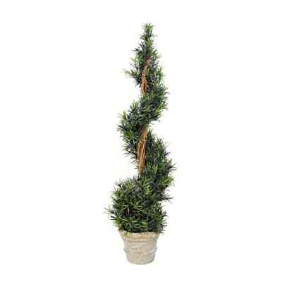Artificial Potted Green Rosemary Spiral Tree