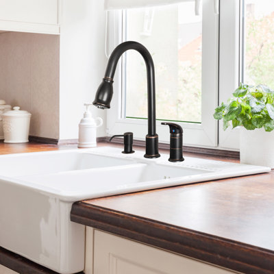 Robinet de cuisine rétractable à poignée simple avec distributeur de savon