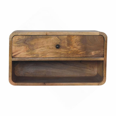 Solid Wood Large Floating Curve Open Slot Bedside