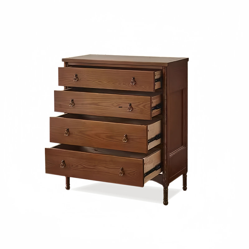 Commode 4 tiroirs rétro, bois classique
