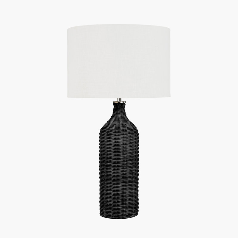 Anika Rattan Table Lamp, Black/White