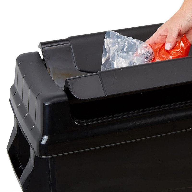 Black 23-Gallon Plastic Wheeled Trash Can with Swing Lid