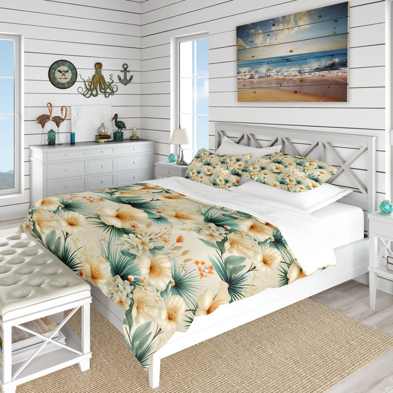 Ensemble de housse de couette Seashell Serenity, Housse de couette pour grand lit et 2 taies décor
