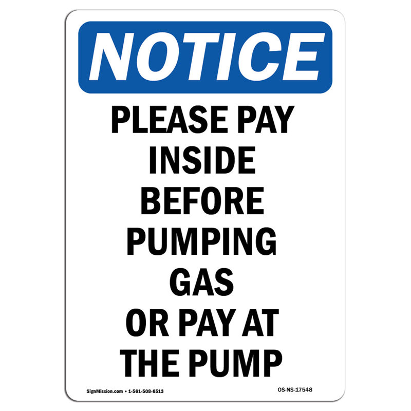 Please Pay Inside Before Pumping Sign