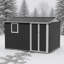 Abri de jardin gris Apex, 10 x 8/10 x 12, structure en aluminium, 4 fenêtres, porte verrouillable, coffre à outils en métal-138118749