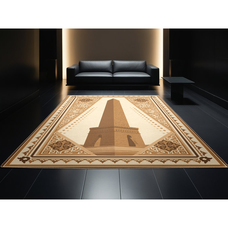 Machine Washable Madiun Classic Oriental Rug in Beige – Beige Binding, 4x6