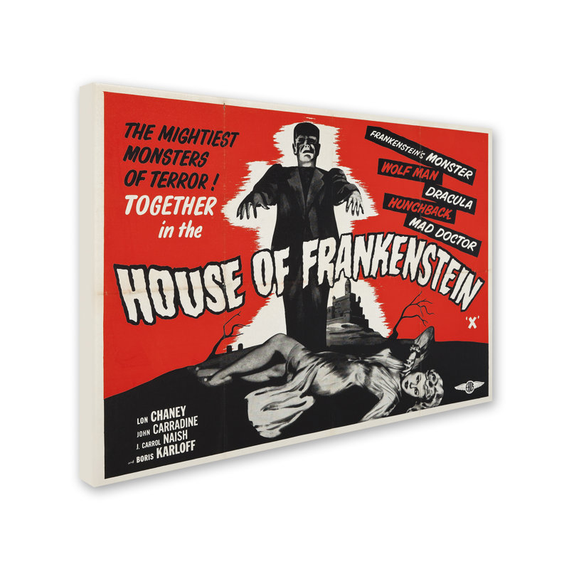 « pomme », maison de frankenstein, affiche rétro sur toile tendue, H 24 po x l 32 po x P 2 po