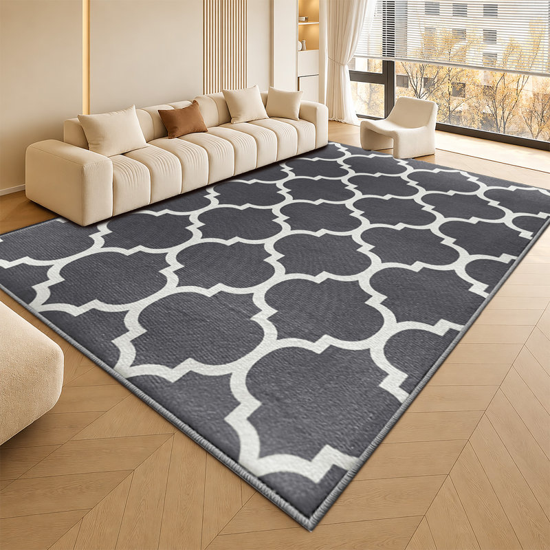 Aspire Homeware Grey Geometric Area Rug Modern Trellis Indoor Carpet, Rectangle 200 x 290 cm