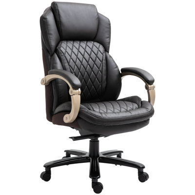 Fauteuil de bureau brun robuste, à hauteur réglable, adapté aux grands et grands utilisateurs. Chaise confortable en brun, avec de nombreuses assises. Diamant haut dossier à mobilité variable