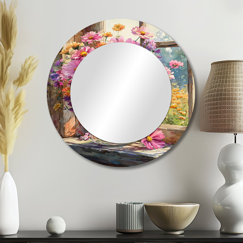 Country Garden Charm Of Assorted Bouquets I - Miroir floral pour décoration murale, 23 po x 23 po